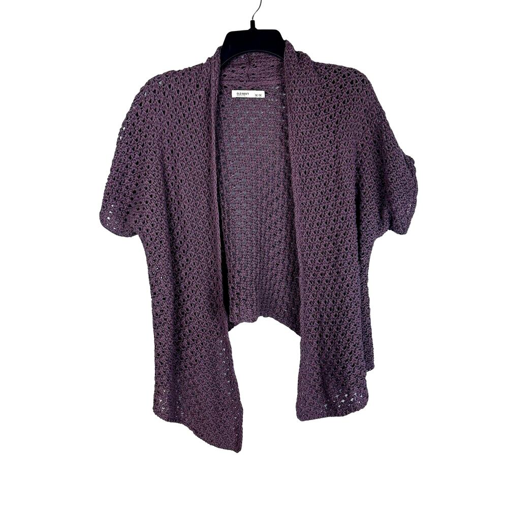 Old Navy Women's Knit Open Front Cardigan Purple Short Sleeve‎ Size Medium